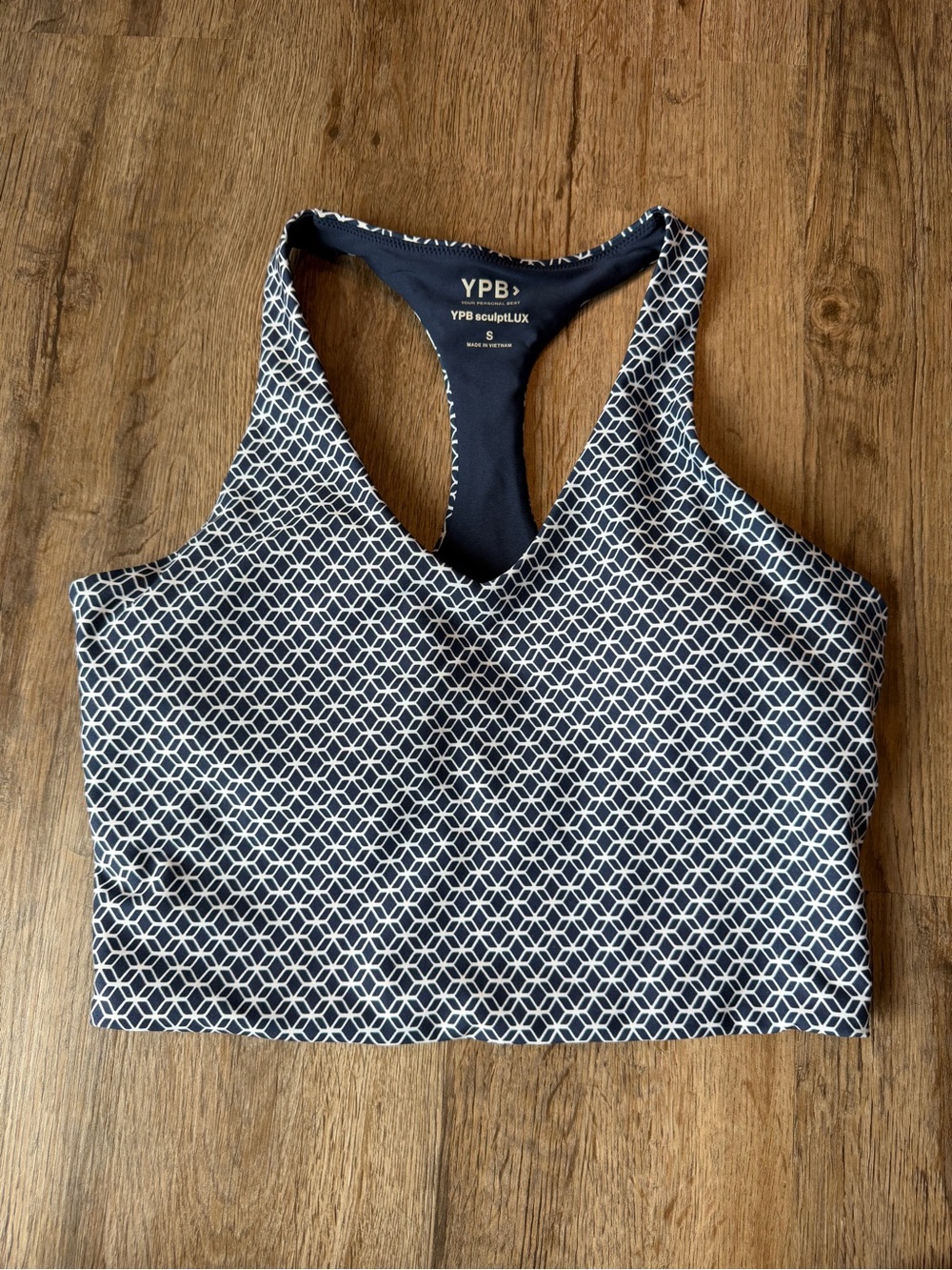 Your personal best - Navy & White Geometric Racerback Sports Bra